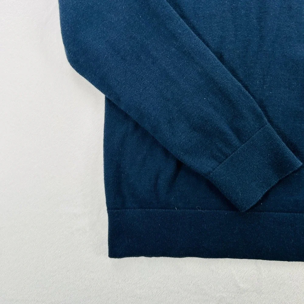 Banana Republic Sweater Mens Medium Blue Mock Neck 1/4 Zip Cotton Cashmere Knit